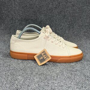 Frye Gia Sneakers Women's Size 9 Ivory Leather Low Lace Retro Athletic‎ Shoes
